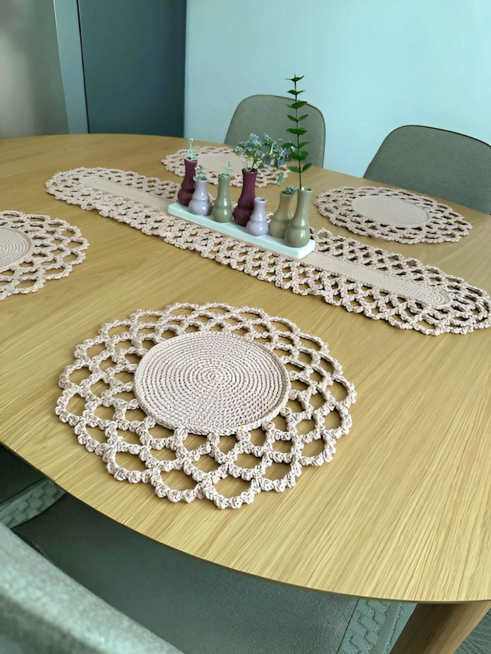 Handgemachter Tischläufer für 6 Personen